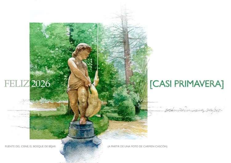 Fuente de El Bosque de Béjar hecha en acuarela