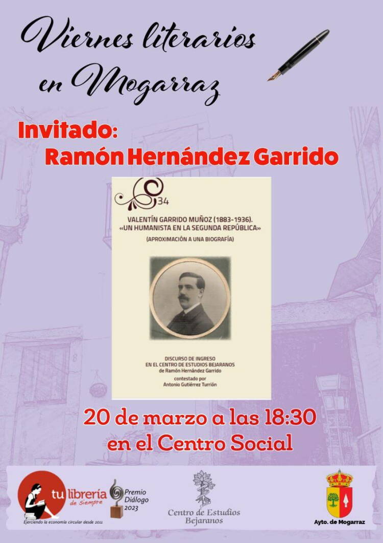 Cartel Viernes Literarios en Mogarraz con Ramón Hernández Garrido