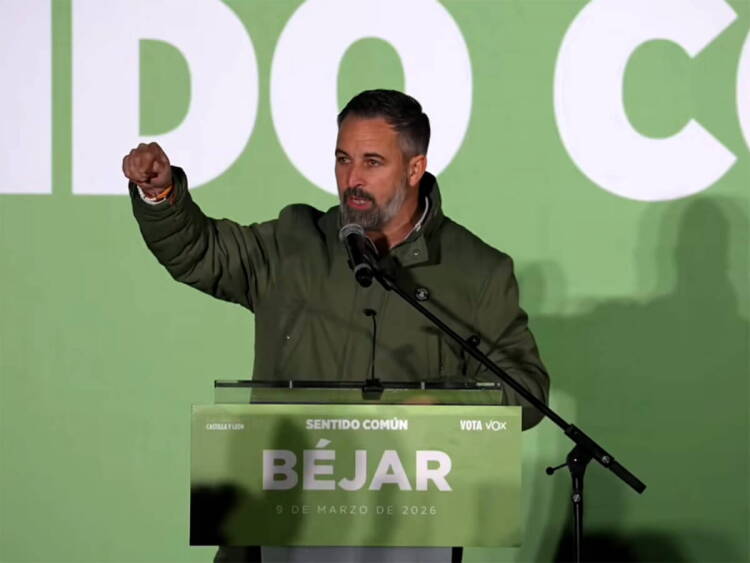 Santiago Abascal durante el mitin celebrado en Béjar con el lema Sentido Común