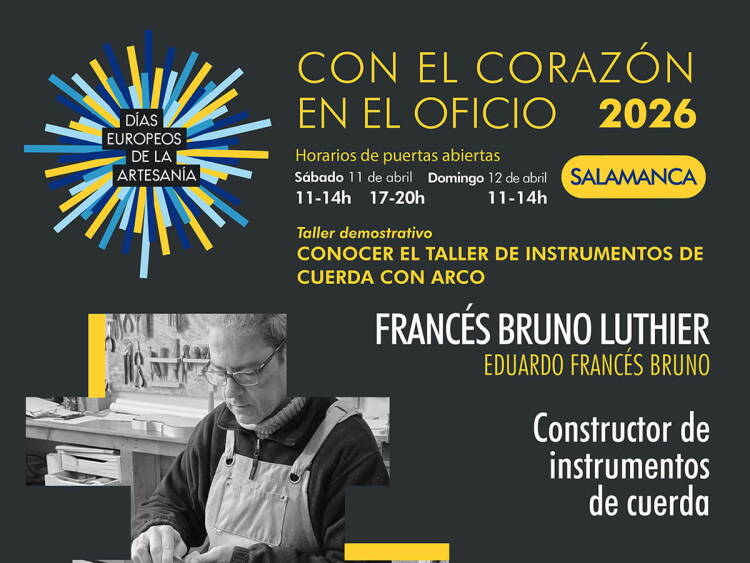 Cartel de los Días Europeos de la Artesanía 2026 en Béjar con el taller de Francés Bruno Luthier