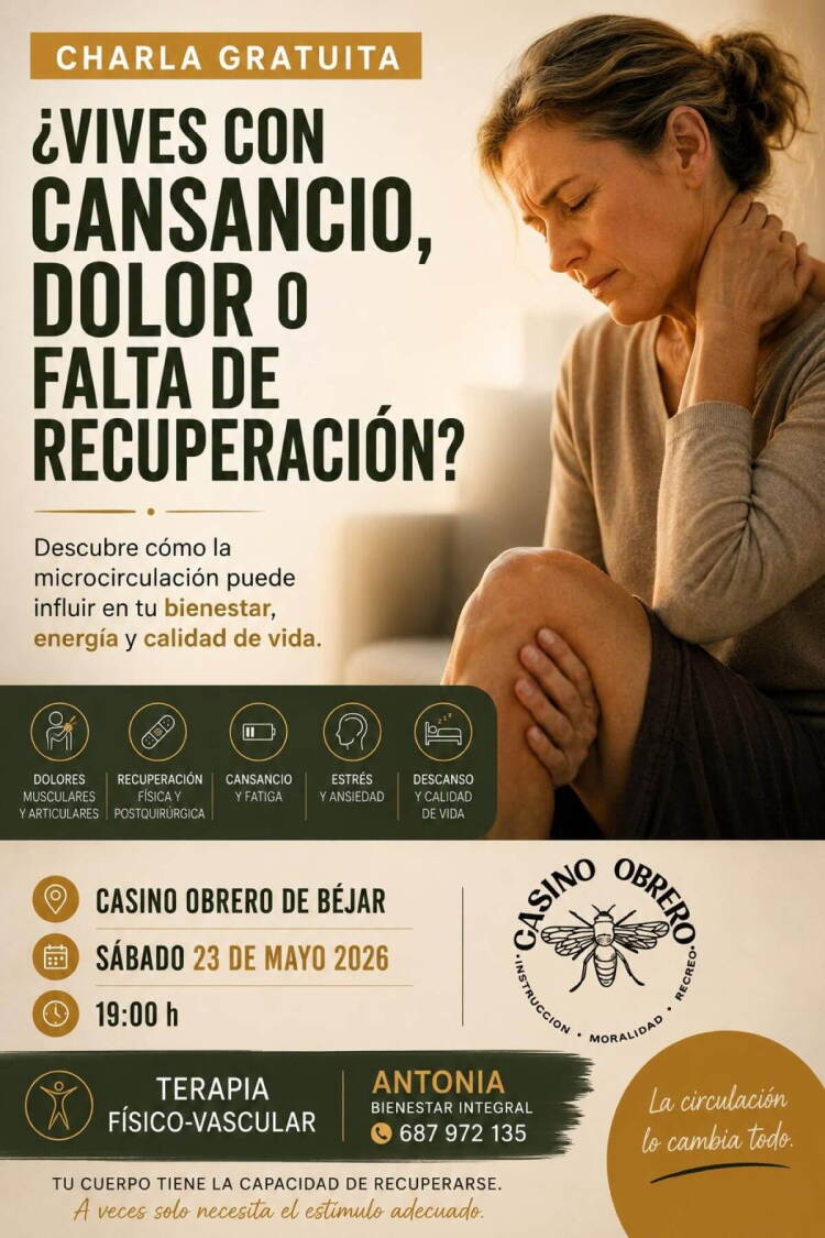 Charla gratuita sobre microcirculación y bienestar en el Casino Obrero de Béjar
