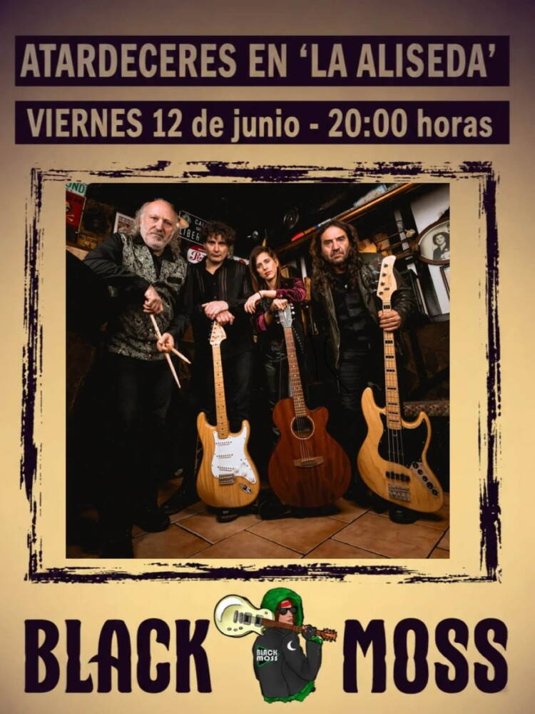 Cartel Black Moss, en Atardeceres en La Aliseda. 12 de junio en Béjar