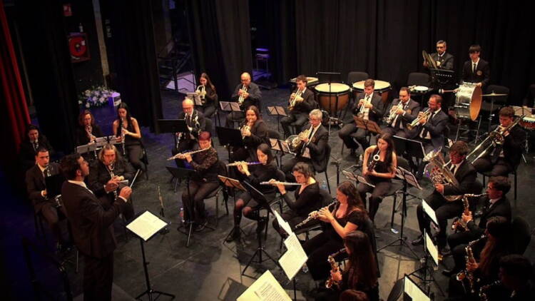 Banda Municipal de Música de Béjar durante un concierto en el Teatro Cervantes