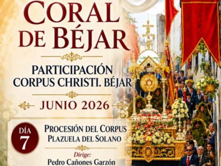 Recorte del Cartel promocional de las actuaciones de la Coral de Béjar durante el Corpus Christi 2026