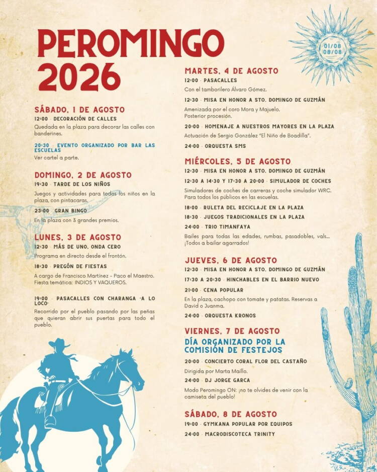 Cartel programa de Fiestas de Peromingo 2026