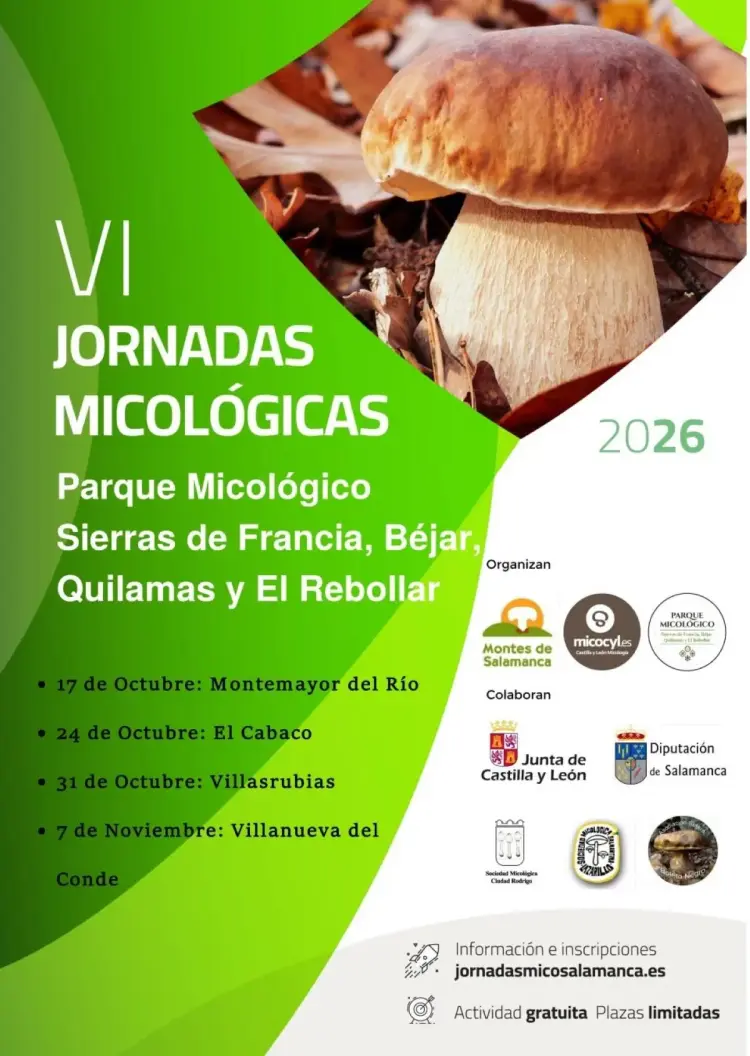 Cartel Jornadas Micológicas en la Sierra de Francia, Béjar con fechas de celebración