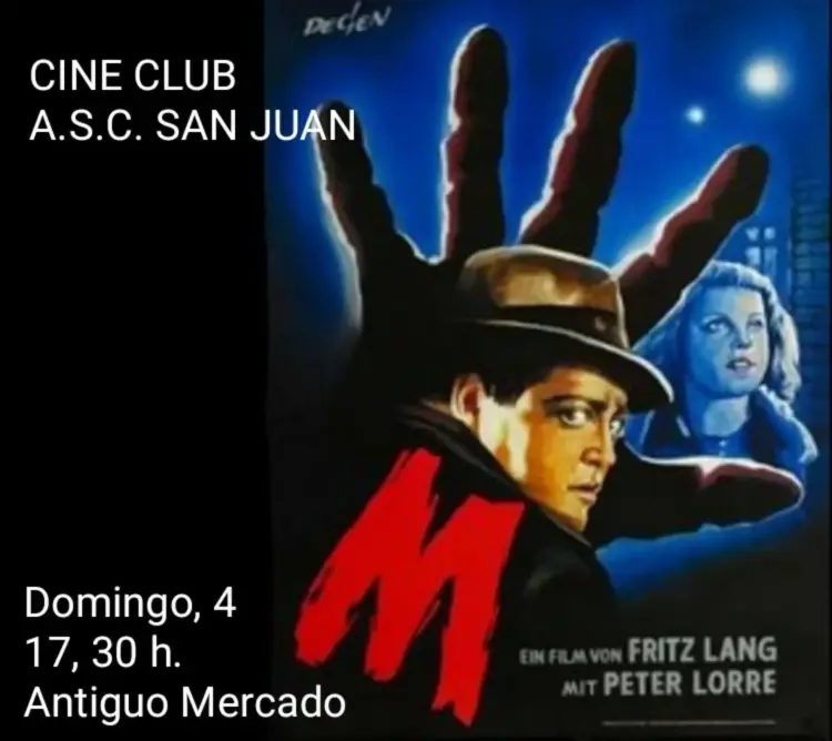Cartel película M, el vampiro de Dusseldorf con las fechas de proyección en Béjar