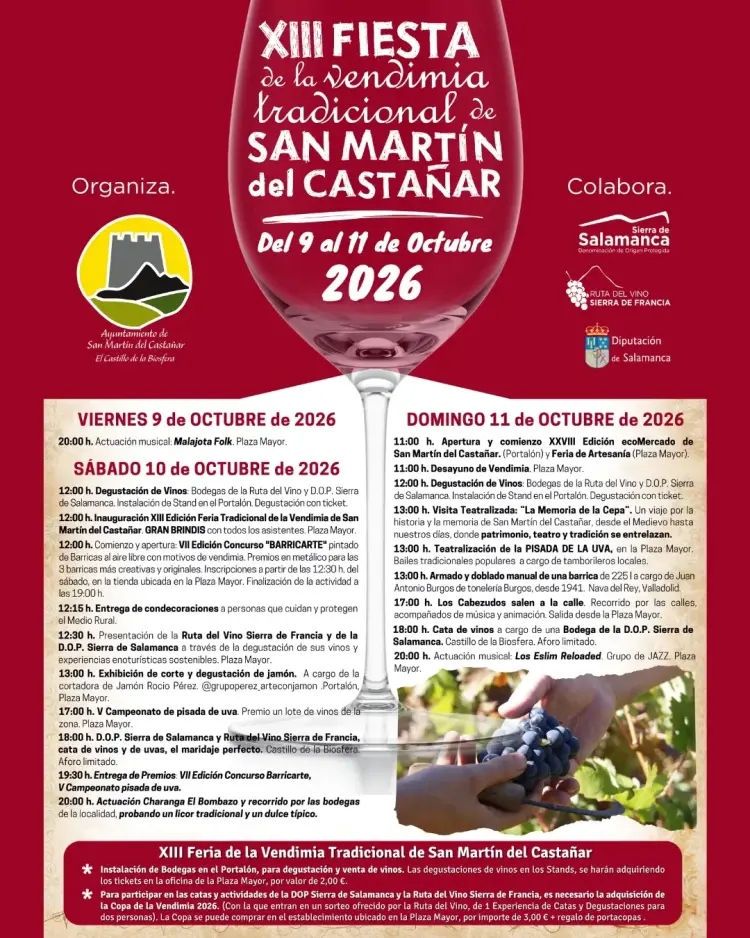 Programa Fiesta de La Vendimia San Martin del Castañar 2026
