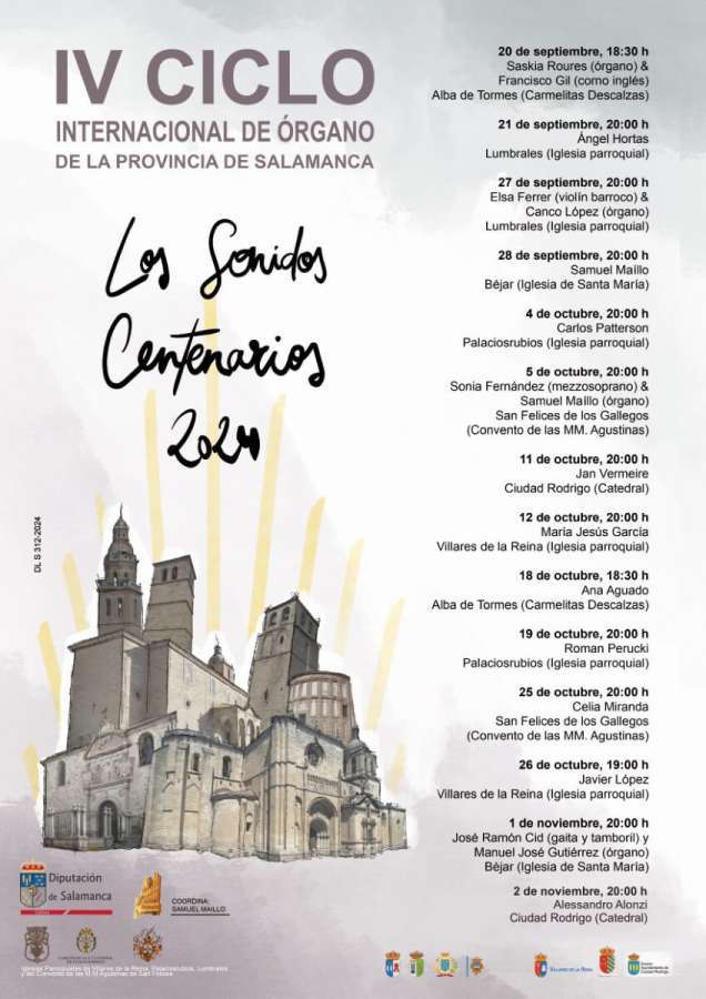 Cartel con fechas de los conciertos de órgano en la provincia de Salamanca