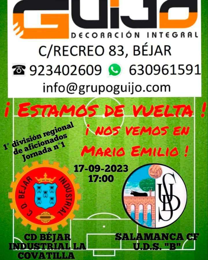 Cartel promocional del partido de fútbol en Béjar