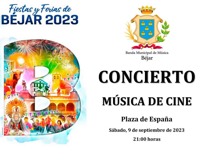 Cartel promocional concierto Música de Cine, Banda Municipal de Música de Béjar