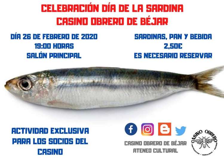 Cartel de la actividad. Sardina sobre fondo blanco