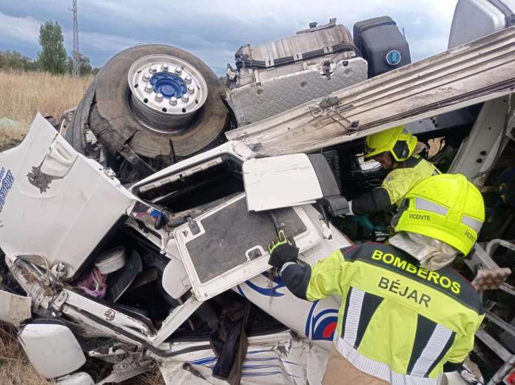 Intervención de Bomberos de Béjar en el accidente