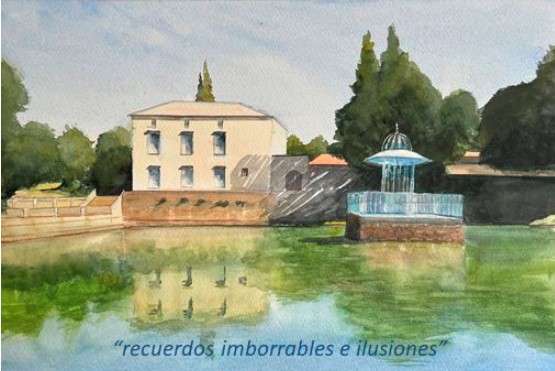 Acuarela que forma parte del cartel anunciador de la exposición en el Casino Obrero