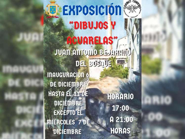 Cartel de la exposición de acuarelas en el Casino Obrero