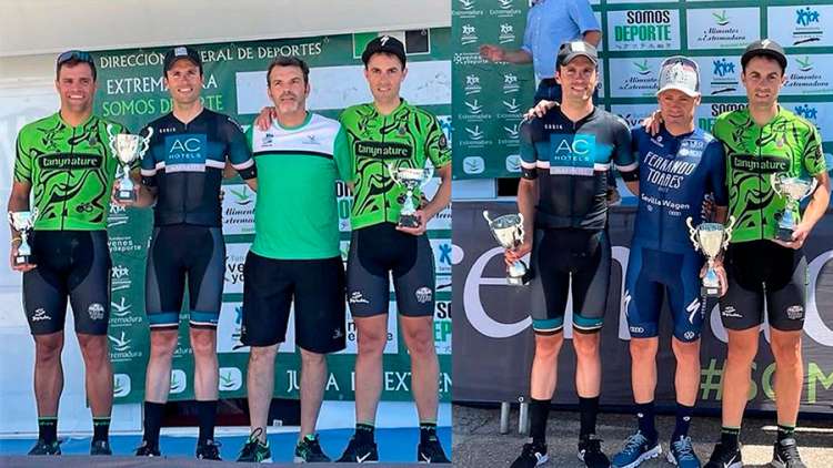 Alberto Bejarano, podio Gran Premio de Ciclismo Aljucen