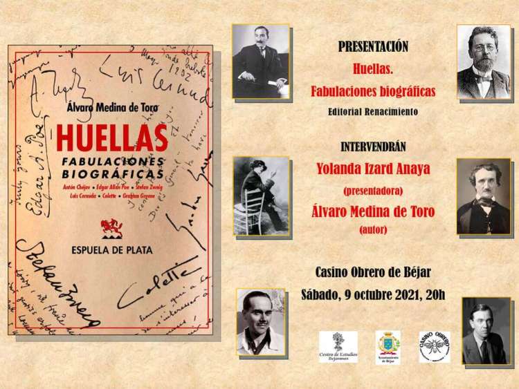 Cartel con fotografías antiguas y portada de libro