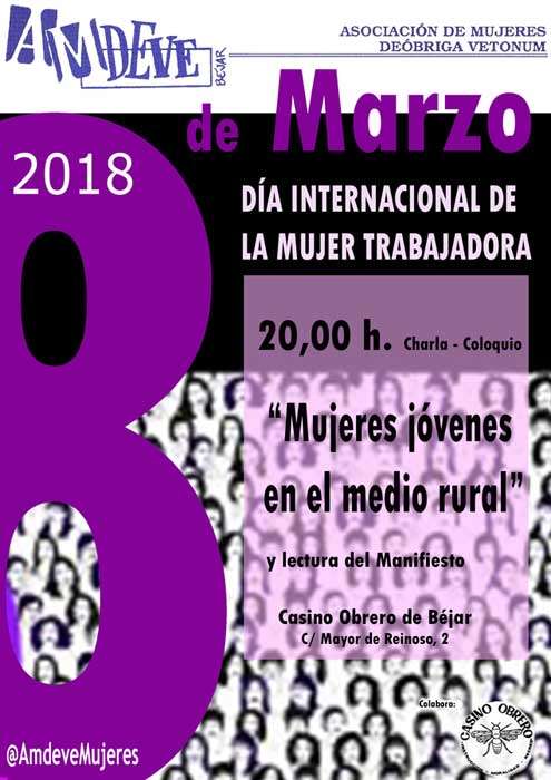 Cartel promocional charla Dia Internacional de la Mujer Trabajadora