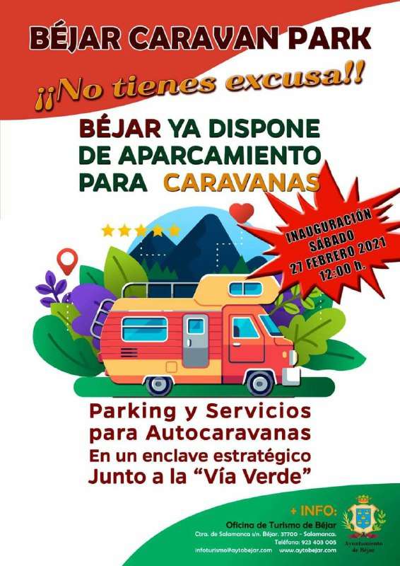 Cartel  promocional del aparcamiento de caravanas