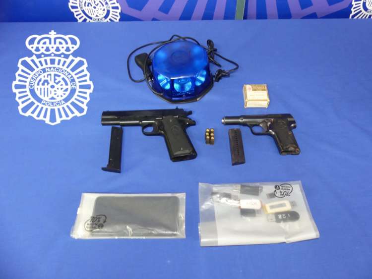 Armas incautadas por la Policía Nacional