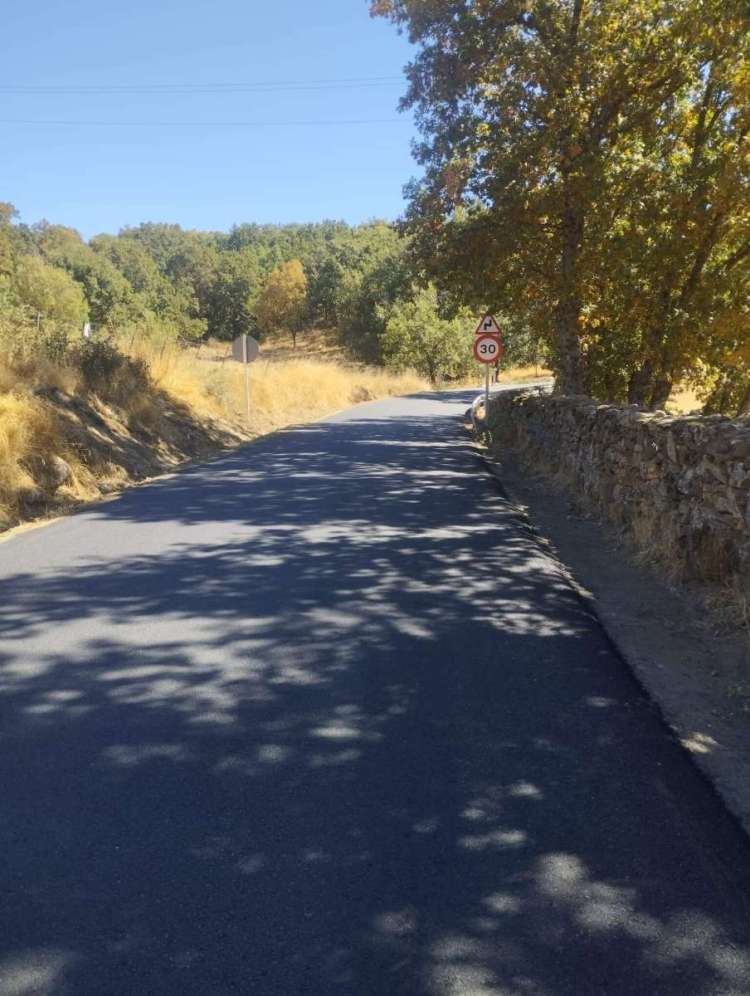 Señal de limitación de velocidad en tramo estrecho de la DSA‑254