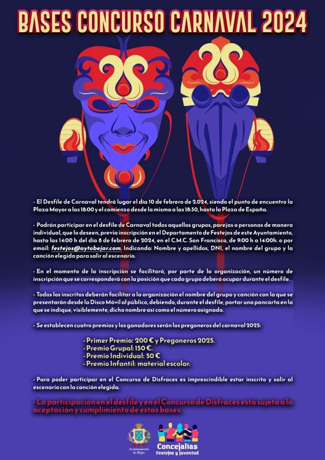 Cartel bases del Concurso de Carnaval Béjar 2024