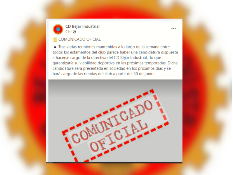 Imagen del comunicado oficial del Béjar Industrial