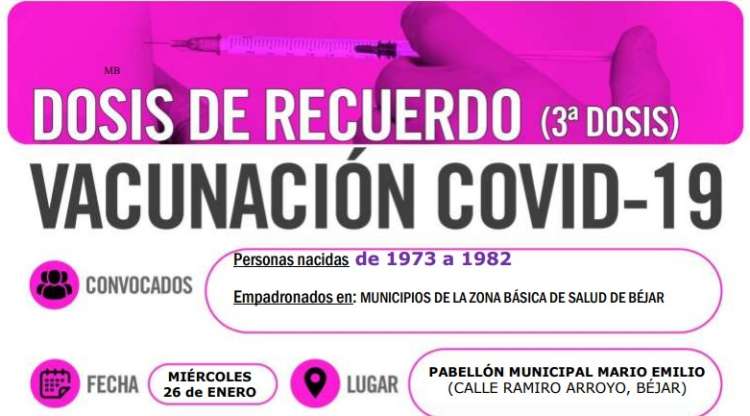 Cartel campaña vacunación de recuerdo Béjar
