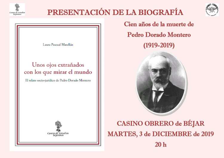 Portada del libro y cartel anunciador de la actividad en el Casino Obrero de Béjar