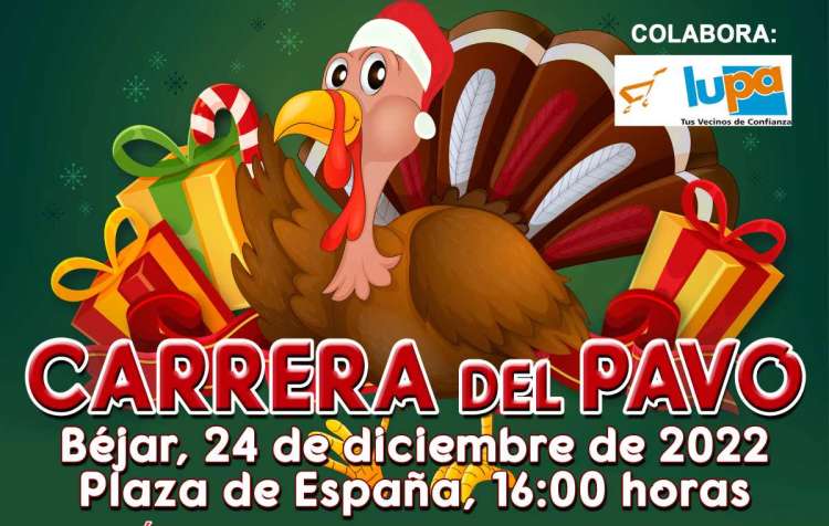 Vista parcial del cartel enunciador de la Carrera del Pavo 2022 de Béjar