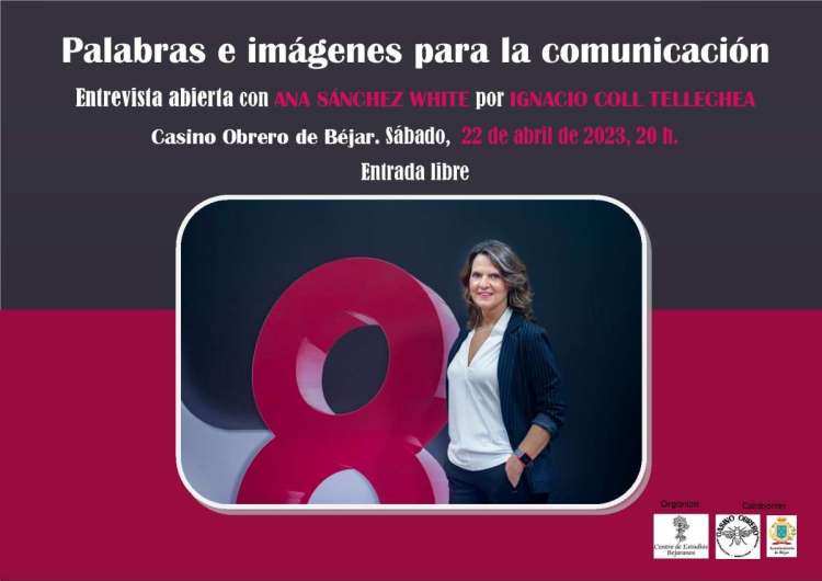 Cartel anunciado de la entrevista a la bejarana Ana Sanchez White