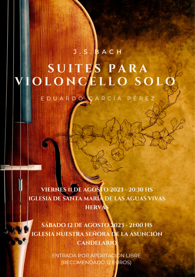 Cartel del concierto de violonchelo en Hervás y Candelario