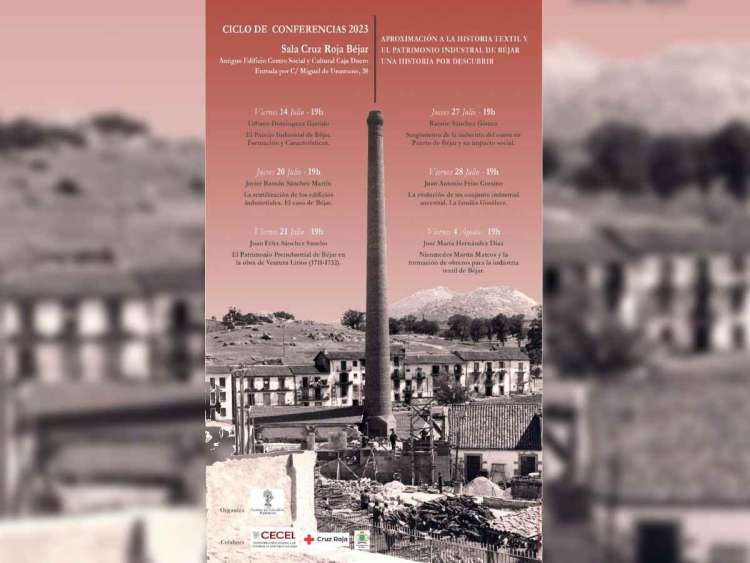 Cartel con programa del ciclo de conferencias, Aproximación a la industria Textil del CEB