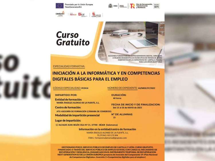 Cartel con la convocatoria del curso 