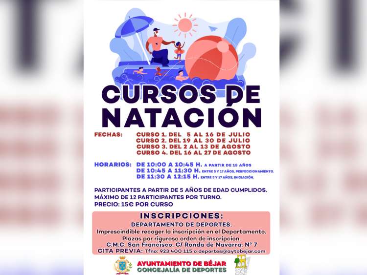 Cartel anunciador de los cursos de natación