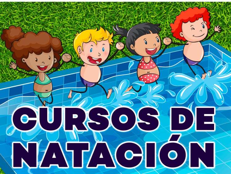 Vista parcial cartel de los Cursos de Natación