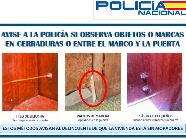 Cartel con imagenes de la campaña para evitar robos en verano de la Policía Nacional