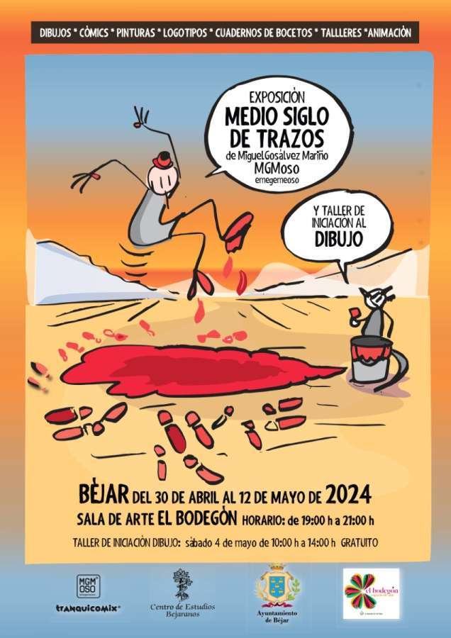 Cartel exposición "Medio siglo de trazos" de Miguel Gosálvez Mariño en Béjar