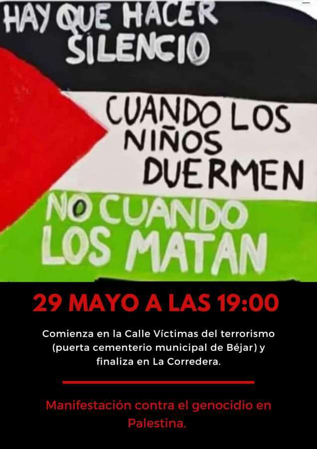 Cartel manifestación contra el genocidio en Palestina