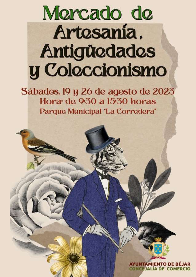 Cartel mercado artesanía, antigüedades y coleccionismo