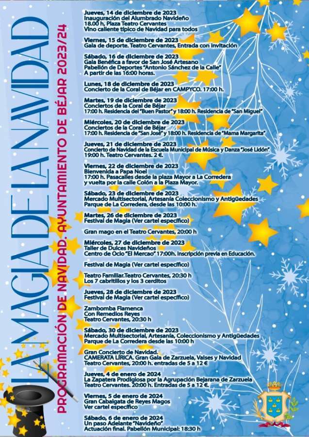 Cartel del programa actividades "La Magia de la Navidad" en Béjar