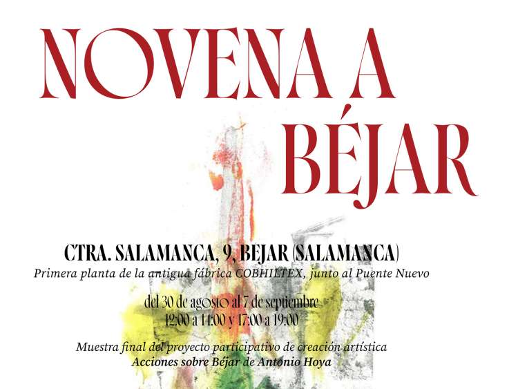 Cartel de la exposición “Novena a Béjar” en la antigua fábrica Cobhiltex