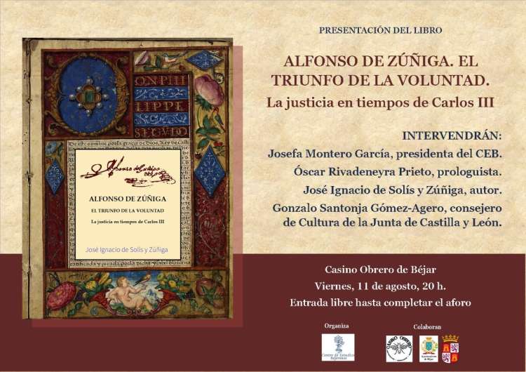 Cartel con protada del libro Alfonso de Zúñiga: El triunfo de la voluntad