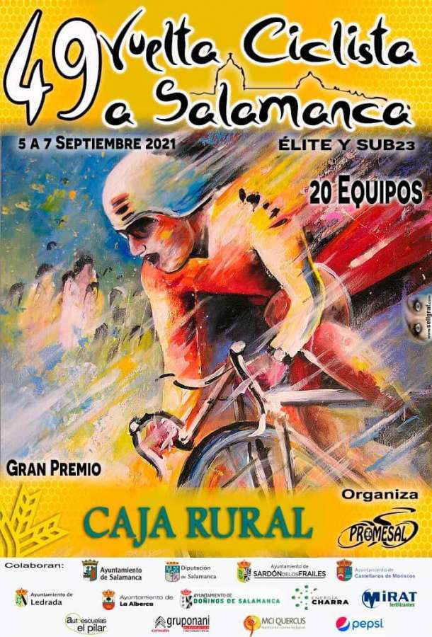 Cartel con texto y ciclista desdibujado