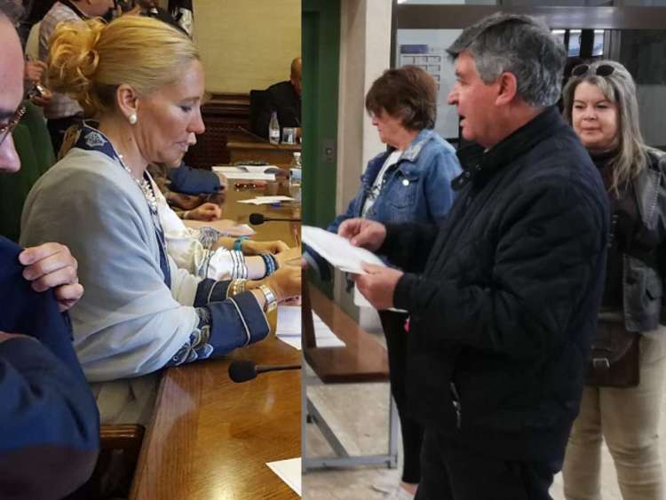 Collage formado por las imágenes de Mª del Castañar Rodilla y Alejo Riñones frente a frente