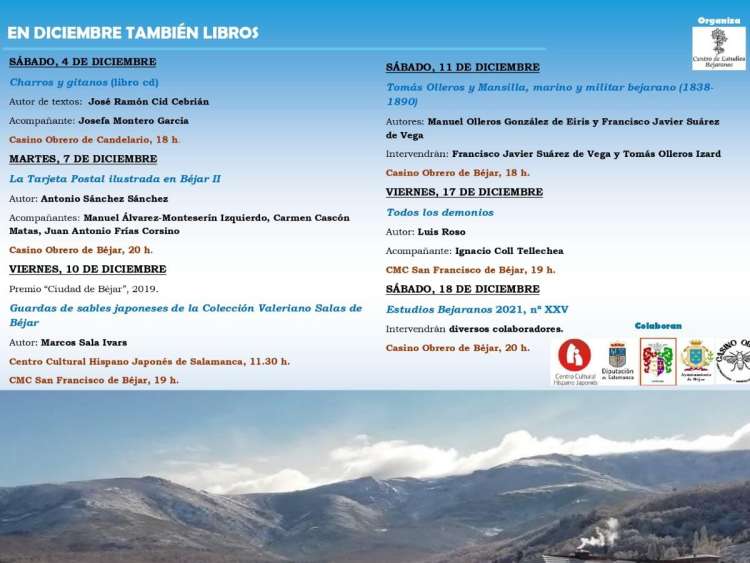Cartel con texto actividades y foto Sierra de Béjar