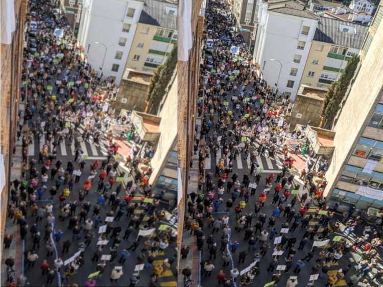 Collage con imagenes de una concentración frente al Hospital de Béjar