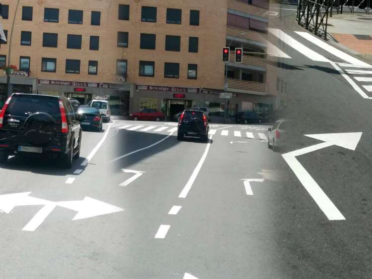 Collage con imágenes de pinturas en la calzada