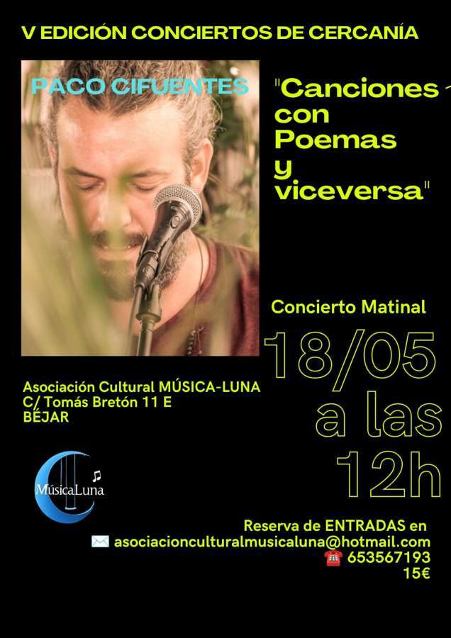 Cartel concierto intimo de Paco Cifuentes en Béjar