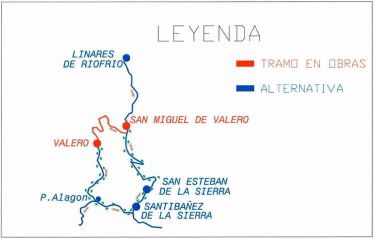 Mapa con recorrido alternativo propuesto por la Diputacion